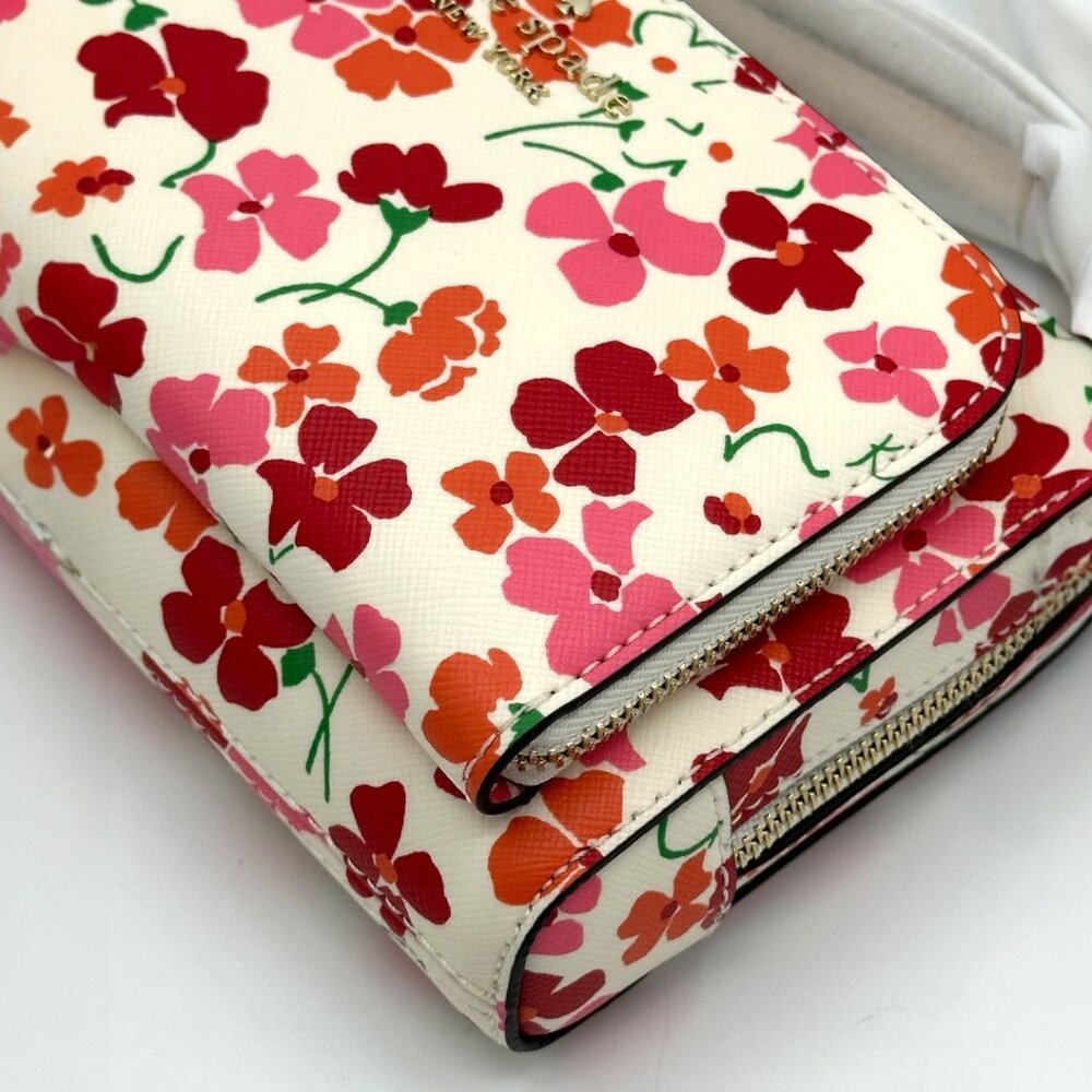 NWT Kate Spade Staci Dual Zip Around Crossbody - Sunny Floral Pink Multi - Picture 7 of 15